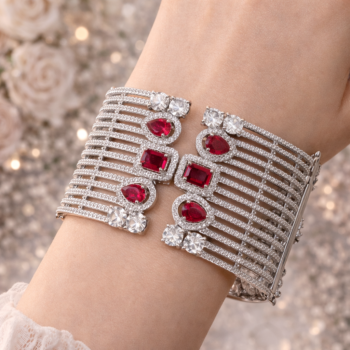 Royal Ruby Cascade Cuff Bracelet