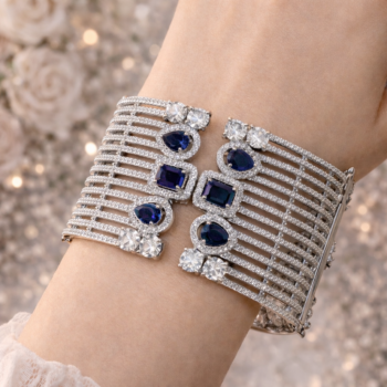 Royal Sapphire Cascade Cuff Bracelet