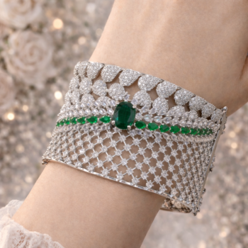Emerald Royale Mesh Cuff Bracelet