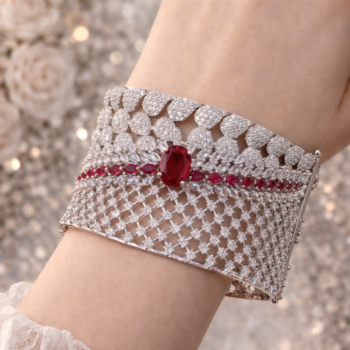 Red Ruby Royale Mesh Cuff Bracelet