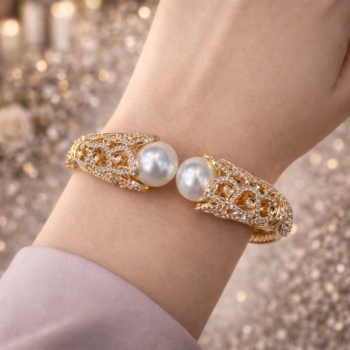 Vintage Pearl Statement Cuff Bracelet
