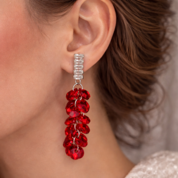 Red Crystal Long Drop Earrings