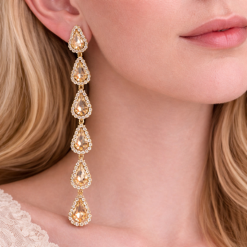 Champagne Teardrop Long Earrings