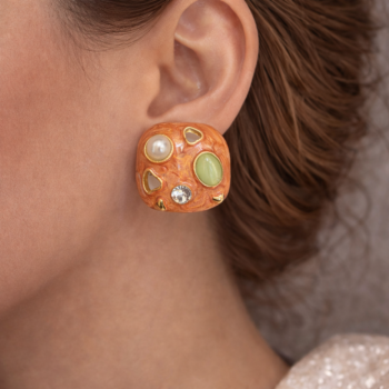 Abstract Coral Stone Statement Studs