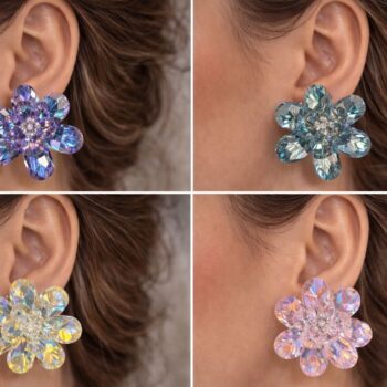 Multi-Petal Crystal Flower Studs