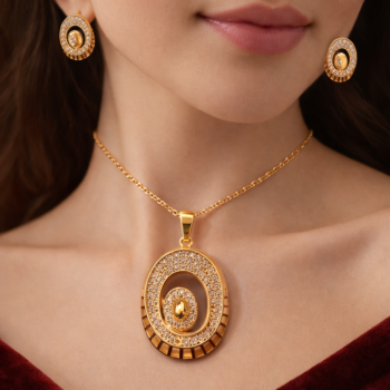 Celestial Oval Halo Pendant Set