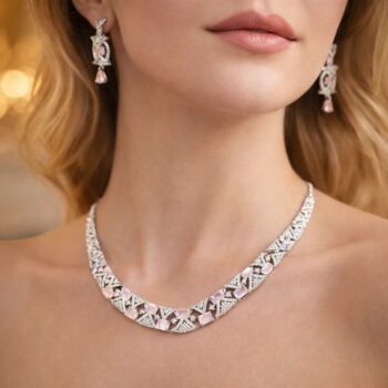 Minimal Pink Stone Diamond Necklace