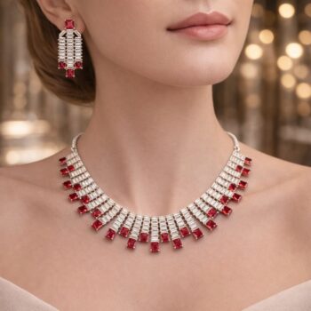 Crimson Red Fringe Diamond Set