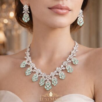 Vivid Emerald Floral Bridal Jewelry Set