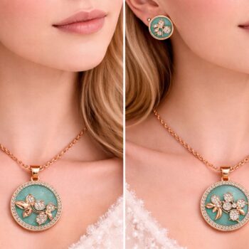 Emerald Bloom Elegance Pendant Set