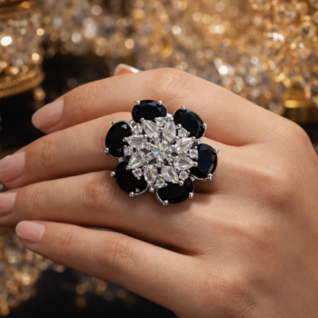 Black Floral Ring