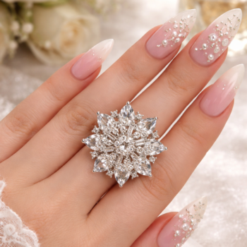 White Diamond Snowflake Ring