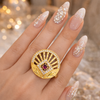 Gold Geometric Designer Ring