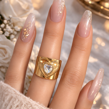 Golden Heart Crystal Love Ring
