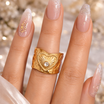 Vintage Heart Embossed Gold Ring