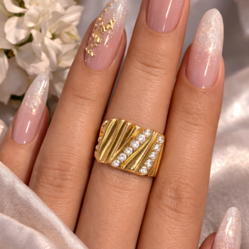 Regal Ribbed Gold Statement Ring